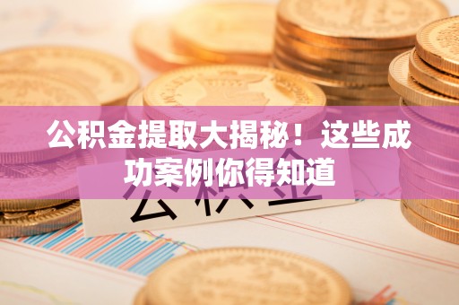 新野公积金提取大揭秘！这些成功案例你得知道